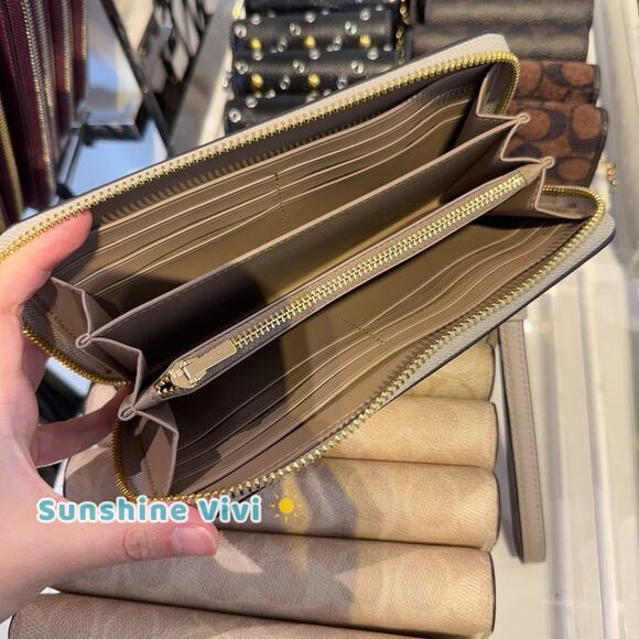 NWT Coach Long Zip Around Wallet Leather C4451, IM/GREY BIRCH - Picture 2 of 6